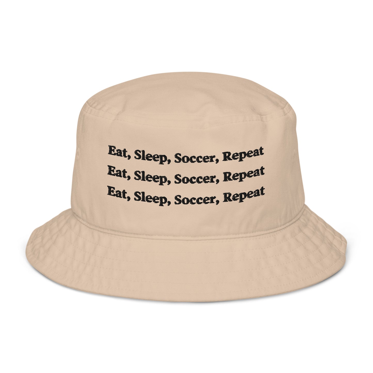 Eat, Sleep, Soccer, Repeat Organic bucket hat